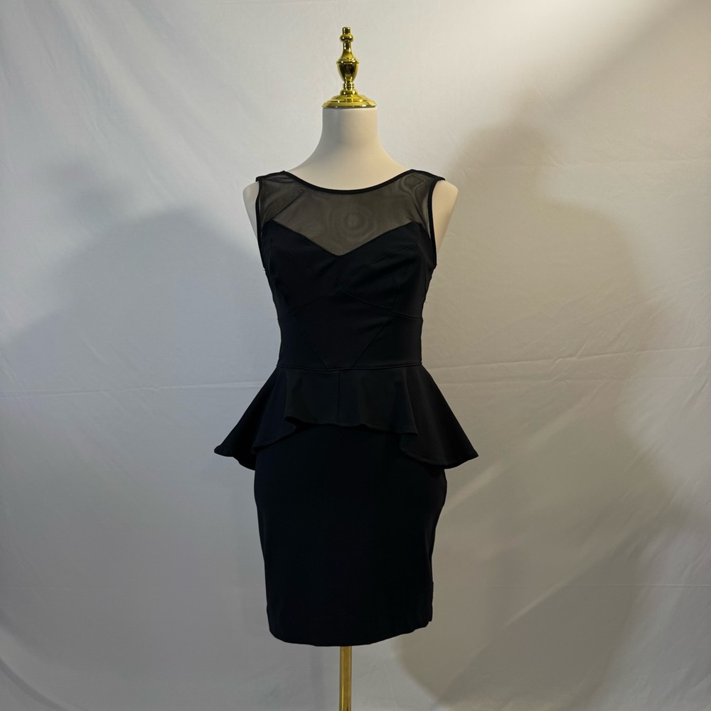✨ Bebe Black Sheer Peplum Cocktail Dress | Sexy Sophisticated Party Outfit ✨